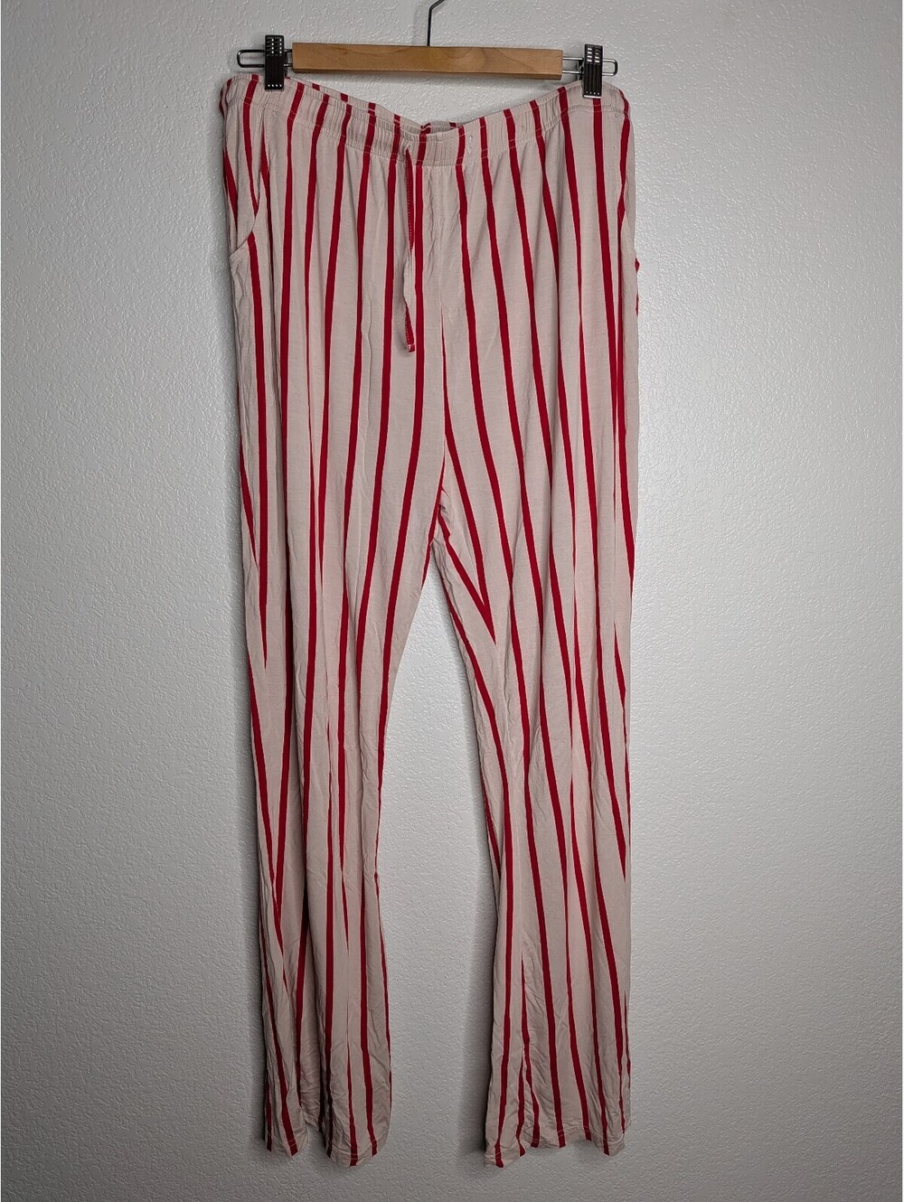 Forever French Red White Striped Bamboo Pajama Pants womens XXL